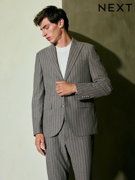 Neutral Slim Fit Striped Suit Jacket (F32453) | £99