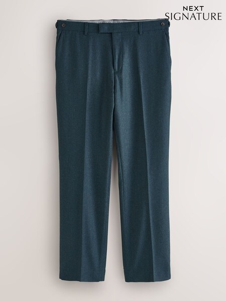 Teal Blue Regular Fit Signature Zignone Flannel Suit Trousers (F32460) | £100