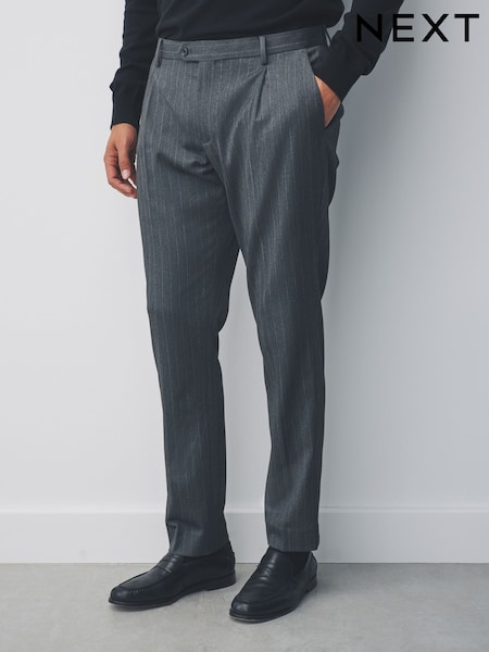 Grey Relaxed Fit Stripe Suit Trousers (F32469) | £50