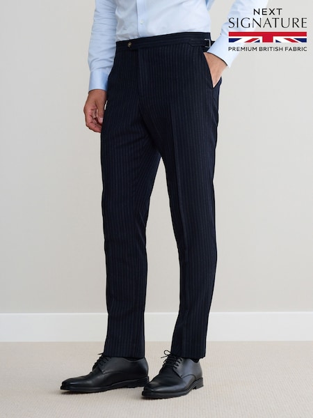 Navy Slim Fit Signature Stripe Empire Mills British 100% Wool Suit Jacket (F32495) | £110