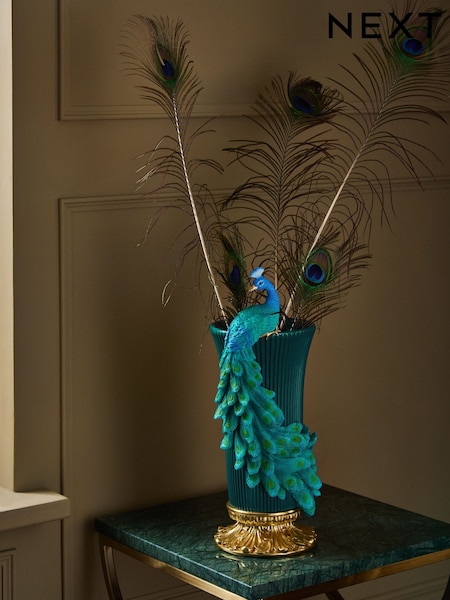 Blue Peacock Statement Vase (F32518) | £50