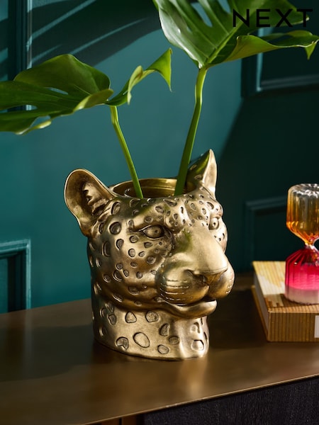 Gold Cheetah Head Decorative Vase (F32527) | £35