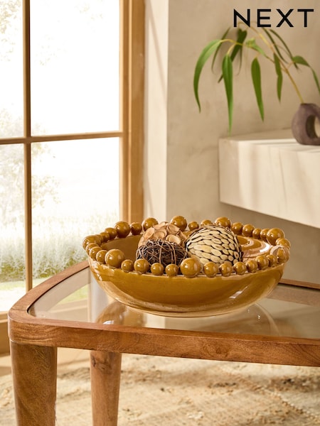 Ochre Bobble Ceramic Decorative Bowl (F32580) | £40