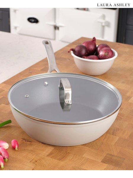 Laura Ashley Dark Dove Grey 28cm Non Stick Deep Saute Pan and Glass Lid (F32671) | £47