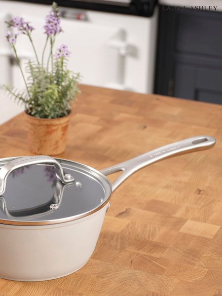Laura Ashley Dark Dove Grey 20cm Superior Non Stick Saucepan and Glass Lid (F32679) | £37