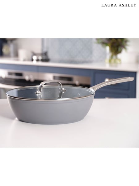 Laura Ashley Dark Slate 28cm Non Stick Deep Saute Pan and Glass Lid (F32690) | £47