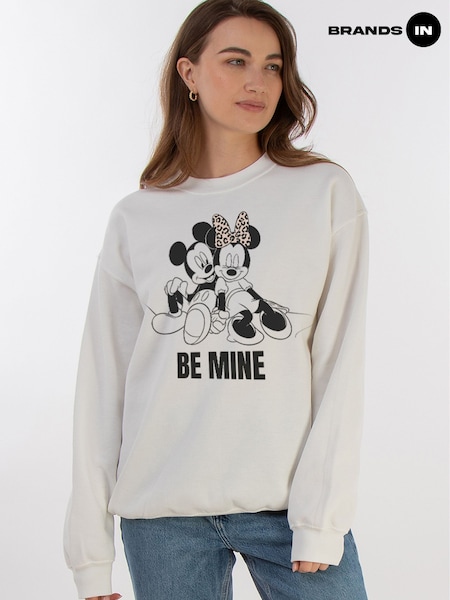 Brands In White White Women Disney Minnie And Mickey Be Mine Sweatshirt (F32707) | £36