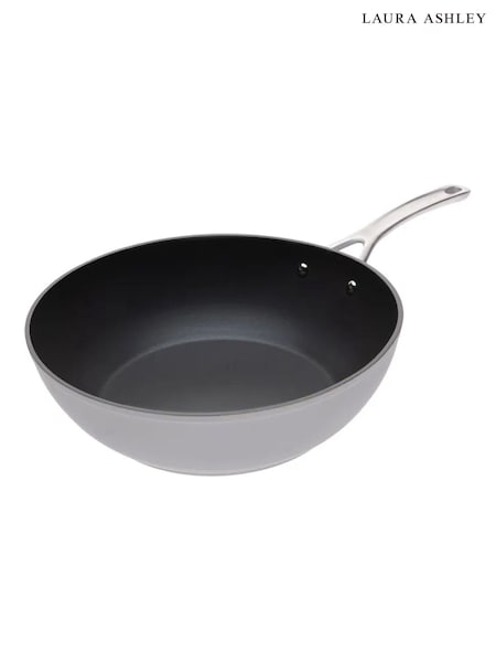 Laura Ashley Dark Dove Grey 30cm Wok Deep Frying Pan (F32872) | £40