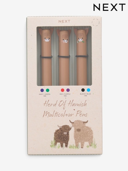 Set of 3 Brown Hamish the Highland Cow Pens (F32881) | £5
