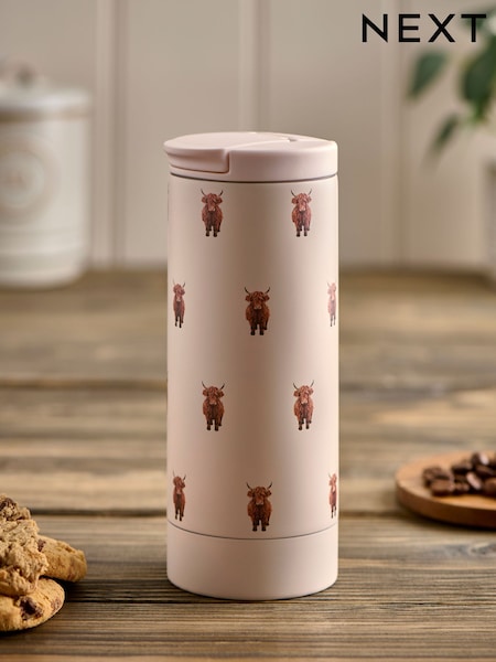 Cream 350ml Stainless Steel Hamish the Highland Cow Travel Mug (F32890) | £14