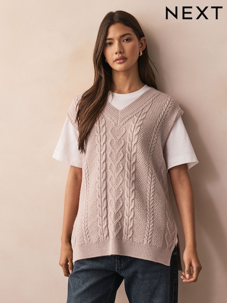 Pink Cable Knit Tank (F32907) | £35