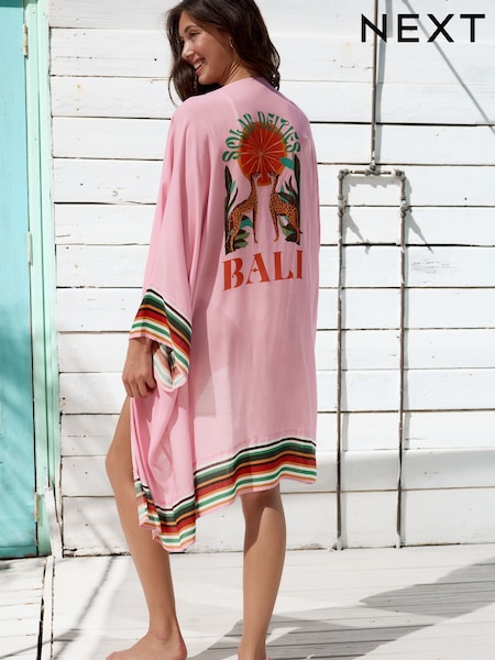 Bali Placement Longline Kimono Cover-Up (F32920) | £35