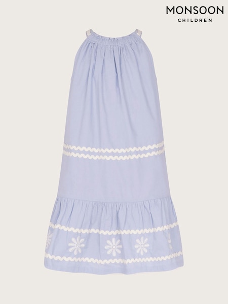 Monsoon Blue Amalfi Floral Ricrac Sleeveless Dress (F32936) | £28 - £32
