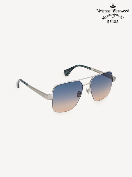 Vivienne Westwood Silver Cowboy VW5100 400 Shiny Sunglasses (F32965) | £225