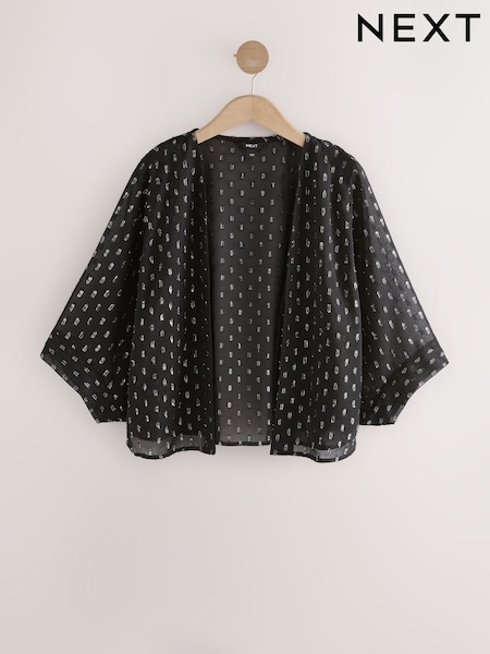 Black/Silver Filcoupe Cropped Kimono (F33016) | £29