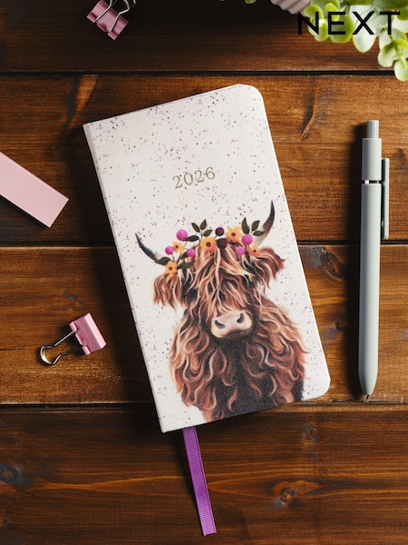 Natural Hamish the Highland Cow Slim 2026 Diary (F33066) | £5