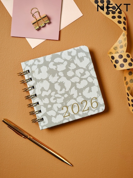 Grey Leopard Print 2026 Compact Diary (F33076) | £5