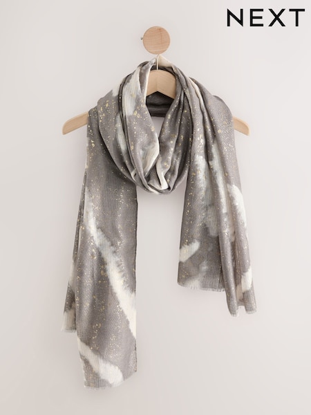 Grey Abstract Foil Lightweight Scarf (F33088) | £14