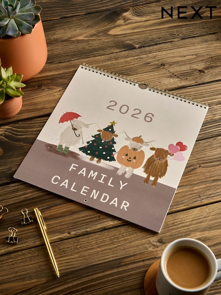 Natural Hamish the Highland Cow 2026 Family Calendar (F33099) | £8
