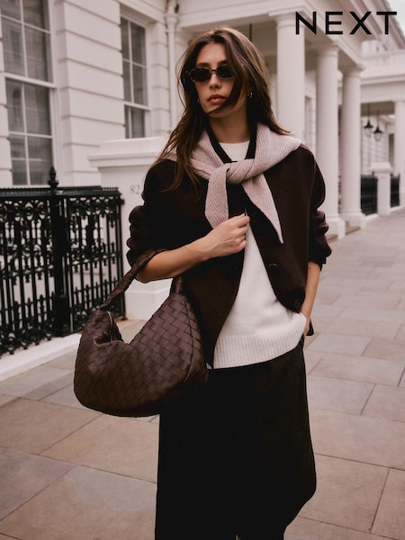 Oatmeal Wool Cashmere Triangle Scarf (F33313) | £50