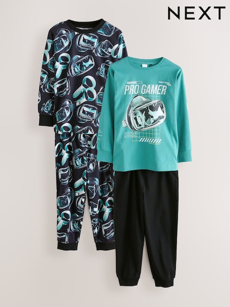Green/Black Pro Gamer Long Sleeve Pyjamas 2 Pack (3-16yrs) (F33336) | £24 - £31