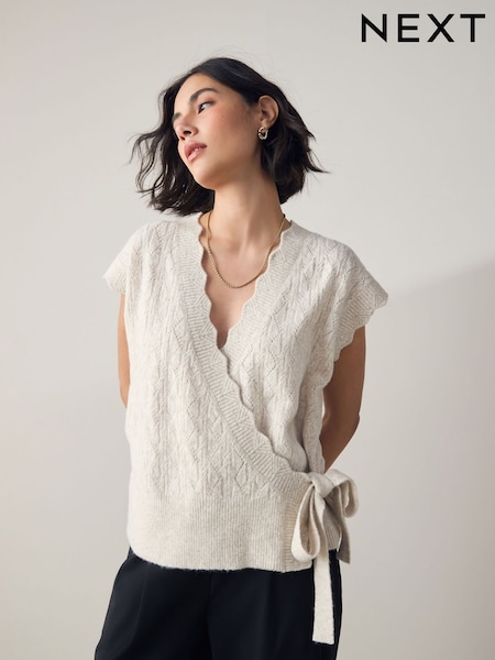 Ecru Knitted Wrap Tank (F33348) | £0