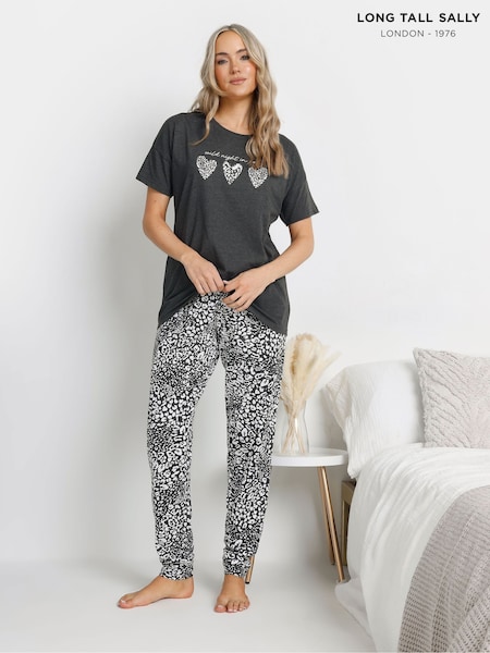 Long Tall Sally Grey Wild Night In Cuffed Pyjamas Set (F33466) | £29