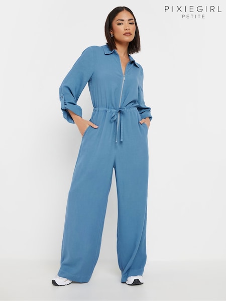 PixieGirl Petite Blue Acid Wash Jumpsuit (F33500) | £45