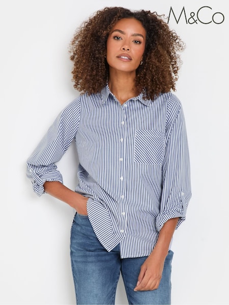 M&Co Blue 100% Cotton Stripe Shirt (F33548) | £30