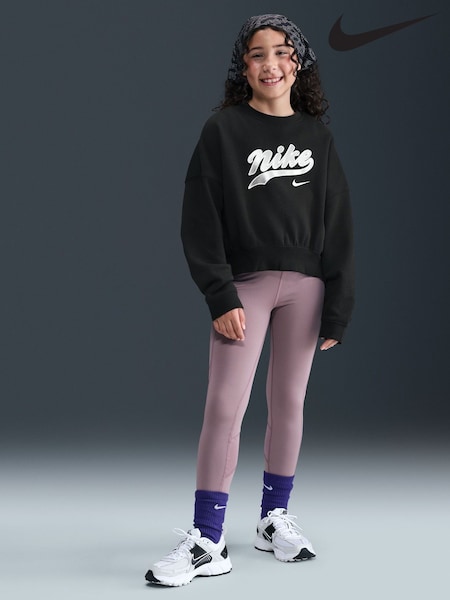 Nike Black Trend Fleece Cropped Crew Sweat Top (F33730) | £38