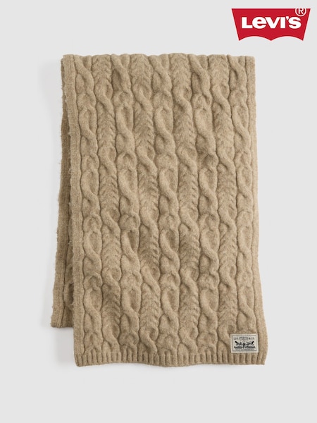 Levi's® Oatmeal Heather Backpatch Knitted Scarf (F33881) | £40