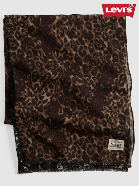 Levi's® Leopard Black Scarf Print Lightweight Reversible Scarf (F33882) | £35
