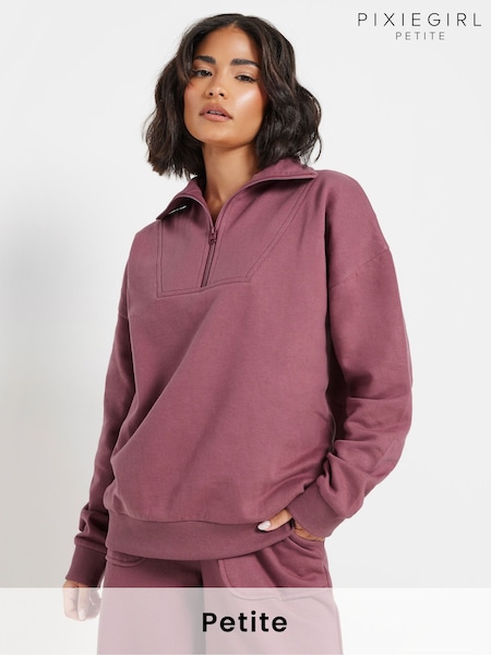 PixieGirl Petite Pink Quarter Zip Sweatshirt (F33898) | £29