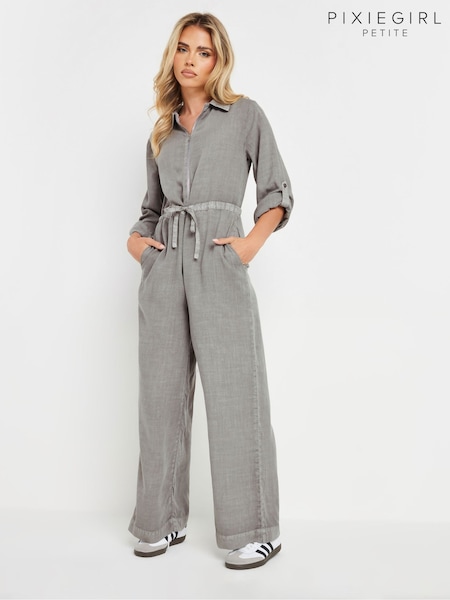 PixieGirl Petite Grey Acid Wash Jumpsuit (F33900) | £45