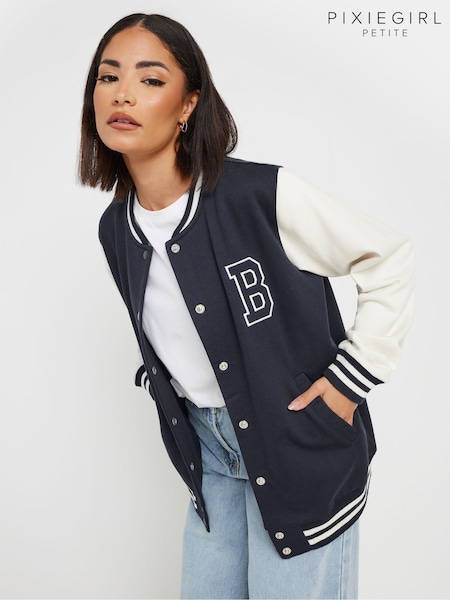 PixieGirl Petite Blue Boston Varsity Bomber Jacket (F33906) | £37