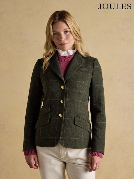 Joules Canterly Green Check Tweed Hacking Jacket (F33943) | £149