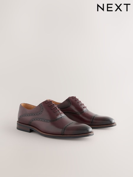 Burgundy Red Oxford Toecap Shoes (F33952) | £65