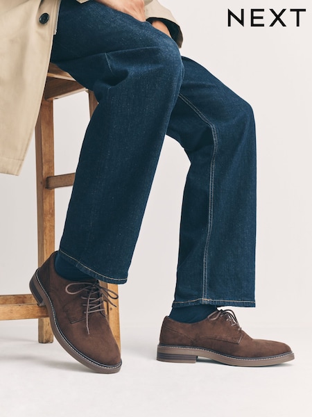 Brown Suedette Derby Shoes (F33962) | £40