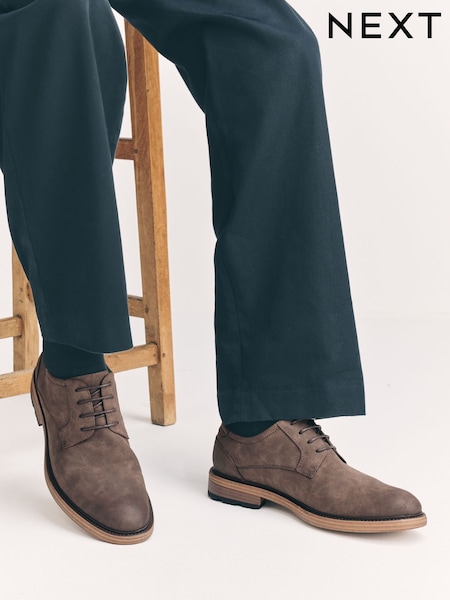Brown Contrast Sole Derby Shoes (F33965) | £45