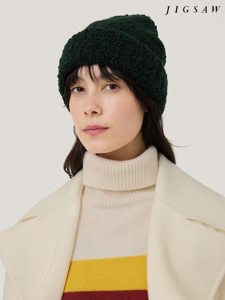 Jigsaw Green Boucle Beanie (F34077) | £55