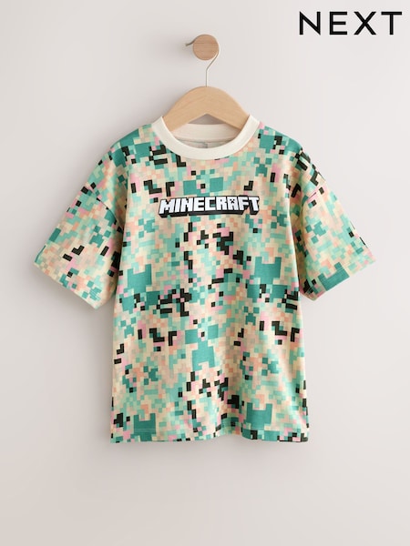Green Digital Print Minecraft T-Shirt (3-16yrs) (F34079) | £11 - £14