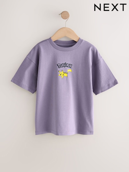 Purple Back Print Pokémon License Short Sleeve T-Shirt (3-16yrs) (F34114) | £10 - £13