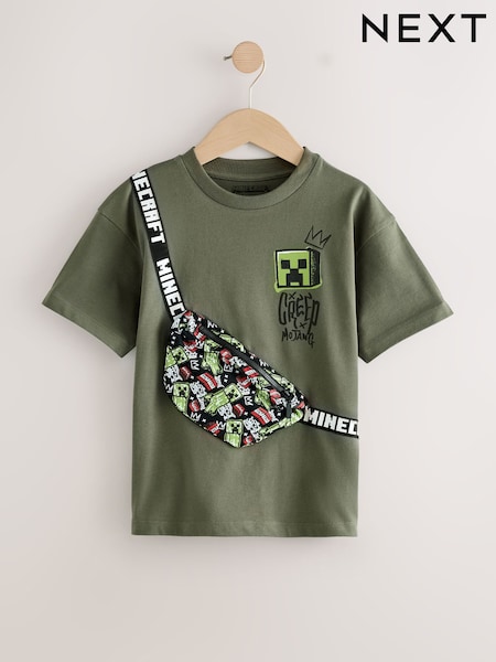 Khaki/Green Licensed Minecraft Bag T-Shirt (3-16yrs) (F34118) | £16 - £19
