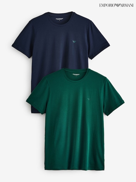 Emporio Armani Regular Fit Logo T-Shirts 2 Pack (F34123) | £59