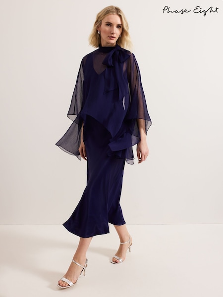 Phase Eight Blue Kyra Overlay Dress (F34137) | £199