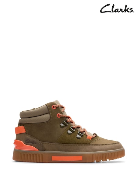 Clarks Green Older Boys Khaki Oslo Trail Boots (F34159) | £48 - £50