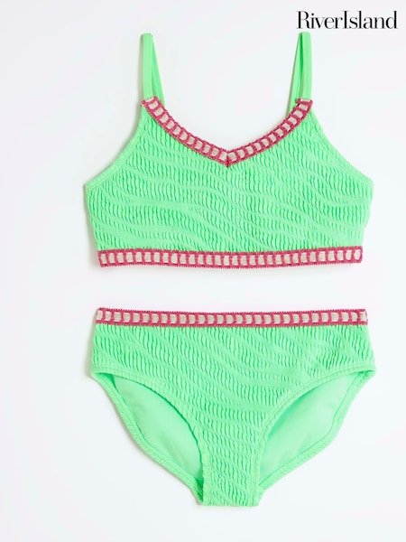 River Island Green Girls Blanket Stitch Bikini (F34208) | £19