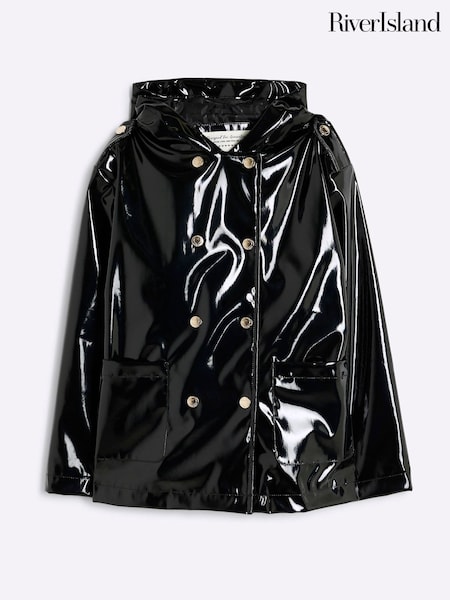 River Island Black Girls Military Raincoat (F34247) | £32