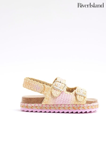 River Island Pink Girls Ombre Raffia Sandals (F34263) | £22