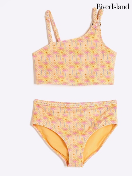 River Island Orange Girls Asymmetric Lemon Bikini (F34270) | £19